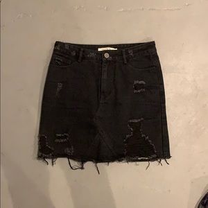 Black Denim Mini Skirt
